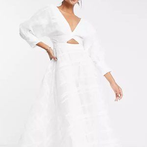 ASOS EDITION midi dress in organza check in white